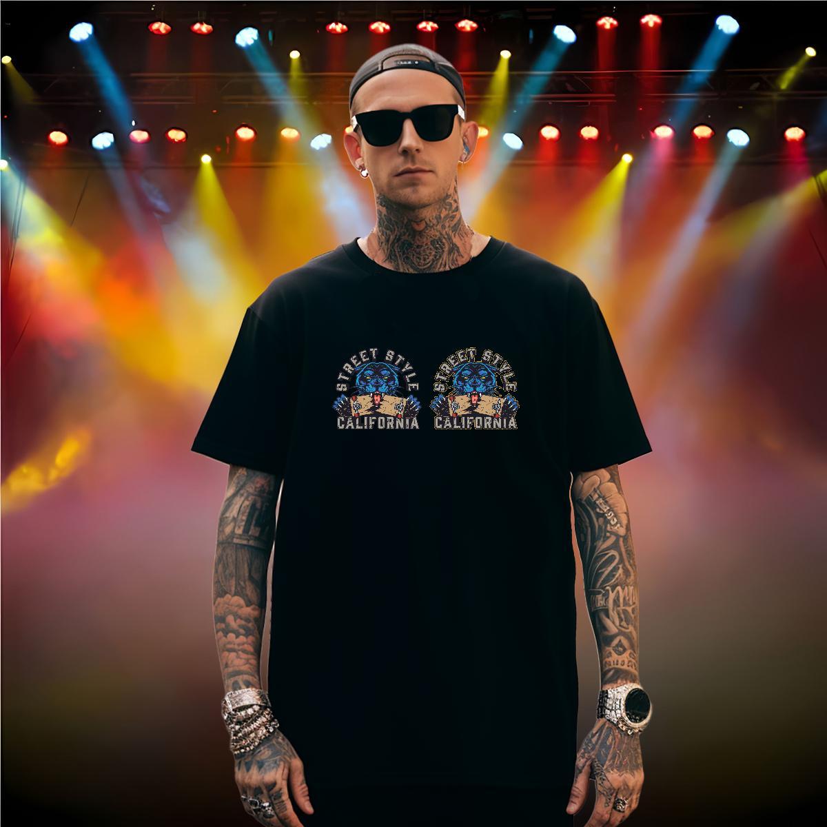 Mens T Shirts 230g 100% Cotton leopard Daily Outfit Crew Neck Custom Print Oversized Men Tees Casual New Popular Tops Tees