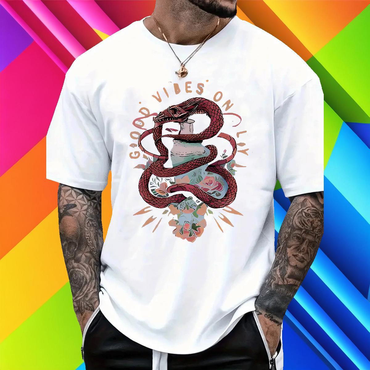 TOP Quality Men Tshirts 230g 100% Cotton Street wear Hip Hop snake Custom Anime Breathable Short Sleeve Fashion Casual Mens T Shirts Tees Shirts