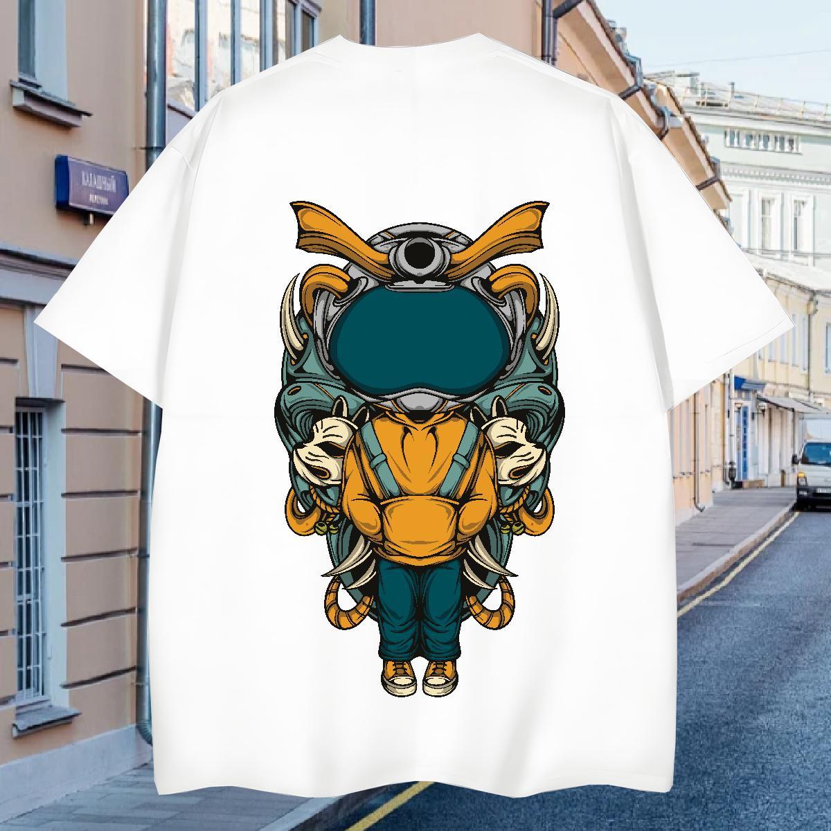 T-Shirts for Men 230g 100% Cotton universe Daily Wear O-Neck Short Sleeve Custom Printed Tshirt for Man Woman DIY Popular Tshirts