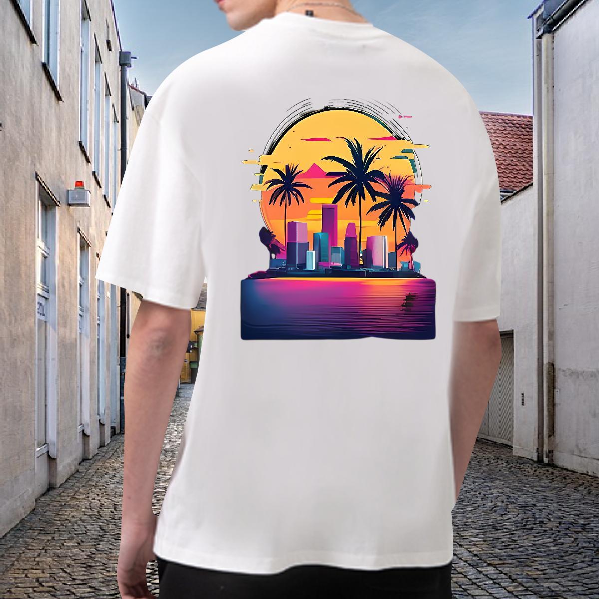 2024 Summer T Shirt For Man 230g 100% Cotton tree Spring Summer Polos Short Sleeve O-Neck Brand Tshirt for Man Woman Custom Print Oversized