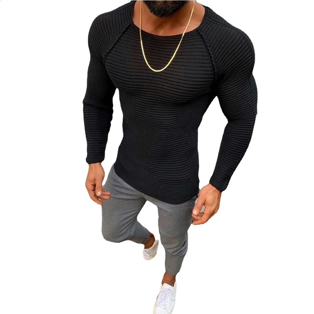 Sweater Spring Slim Solid Fashion inside Underwear Men Mock Neck Basic T-shirt Blouse Pullover Long Sleeve Top 240729 - view 4