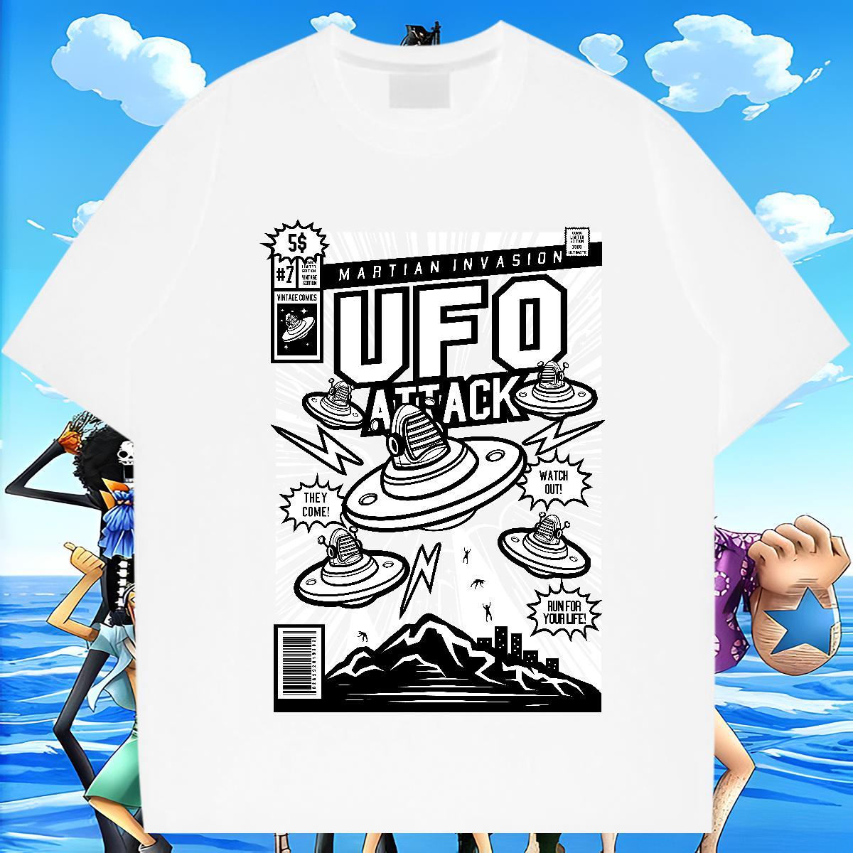 Loose Fit Men Clothes T-Shirt 230g Pure Cotton High Street Hip Hop ET Custom Print Plus Size Breathable Short Sleeve Fashion Casual Mens T Shirts Tops