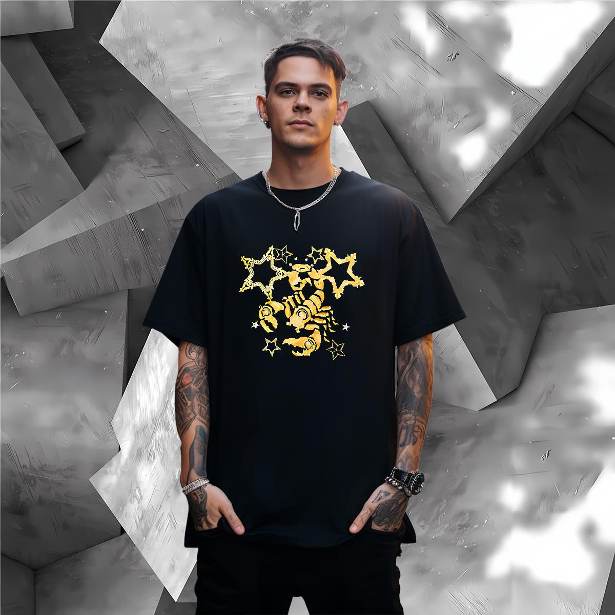 Fashion Design T shirt 230g Cotton scorpion Daily Wear Polos Breathable Short Sleeve High Quality Tshirt for Man Woman Black White