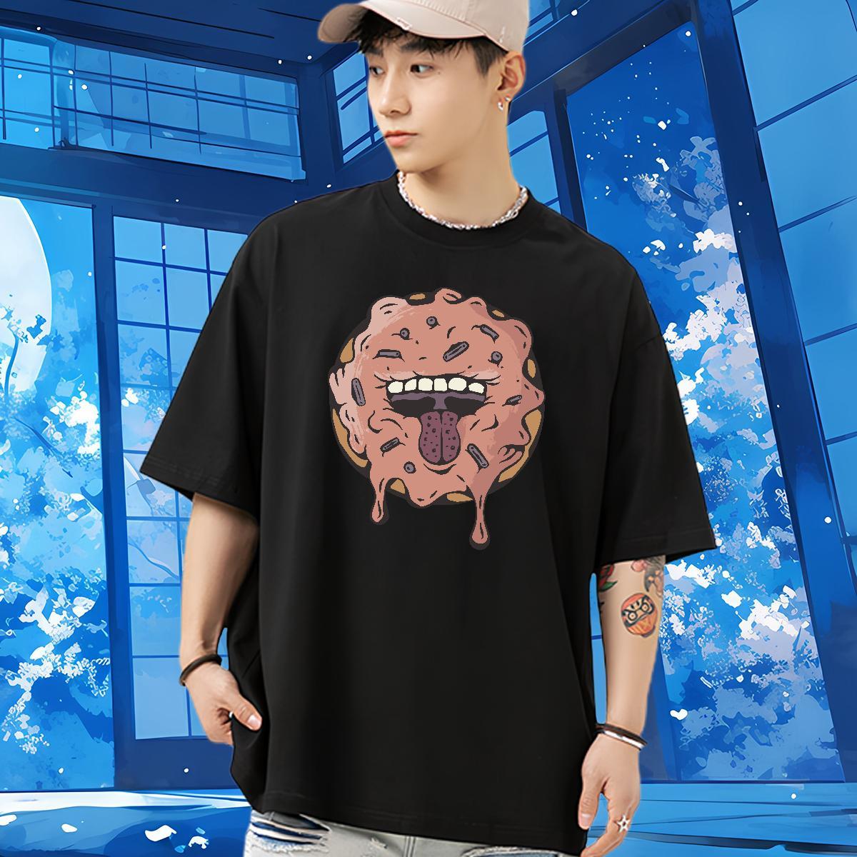 Wholesale T Shirts Men 230g Cotton evil Hip Hop Clothings O Neck Short Sleeves Popular Men Tops Tees DIY Logo Oversized