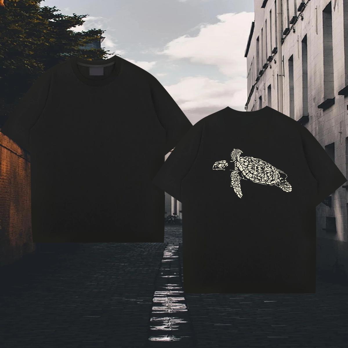 Free Shipping T Shirts Men 230g Cotton tortoise Street Casual Wear Breathable Crew Neck Comfortable Men Tees Graphic