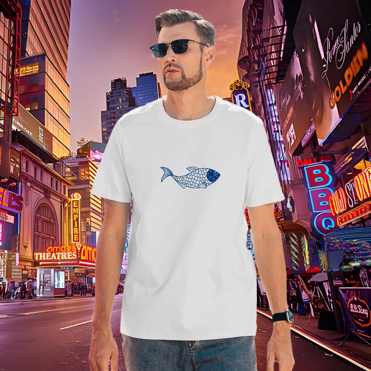 Popular Mens Tshirts 230g 100% Cotton fish Mens T Shirts Anime Printing Street O Neck Short Sleeves Custom Printed 2024 Summer Tees Shirts