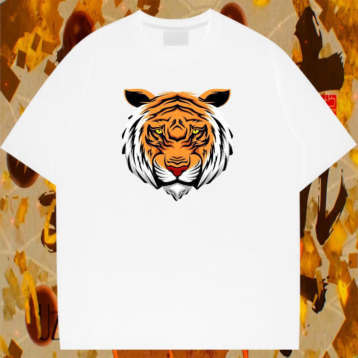 Loose Fit Tshirt for Man Woman 230g Cotton Street wear Hip Hop tiger Custom Big Size Short Sleeve O-Neck Fashion Designer Mens T Shirts Polos