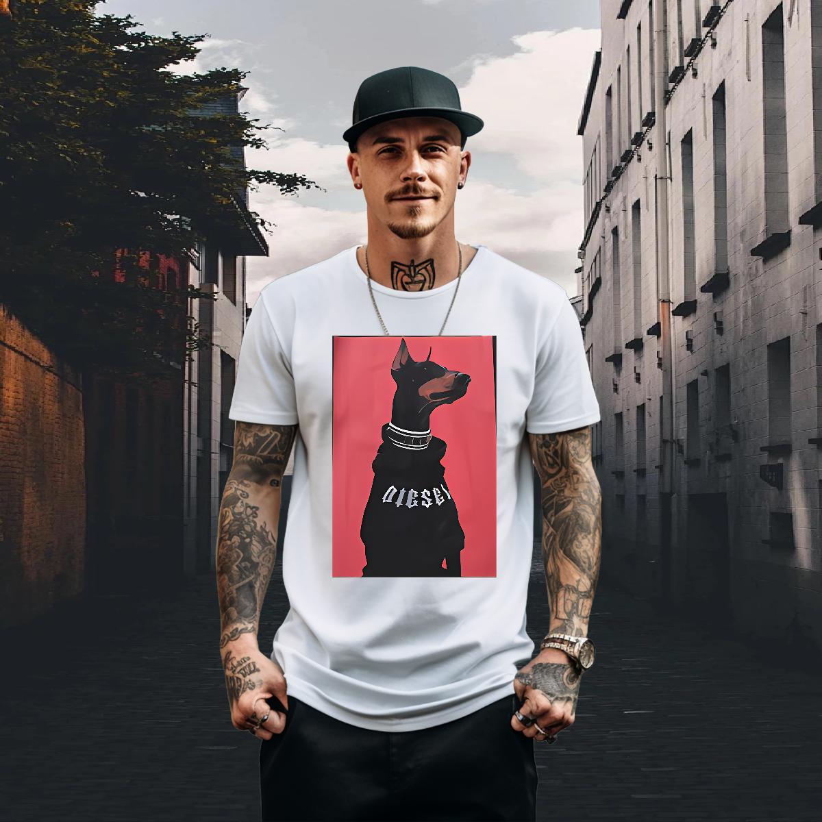 Free Shipping Tshirt for Man Woman 100% Cotton 230g Street wear Hip Hop dog Floral Print Breathable Crew Neck New T-Shirts Tshirts