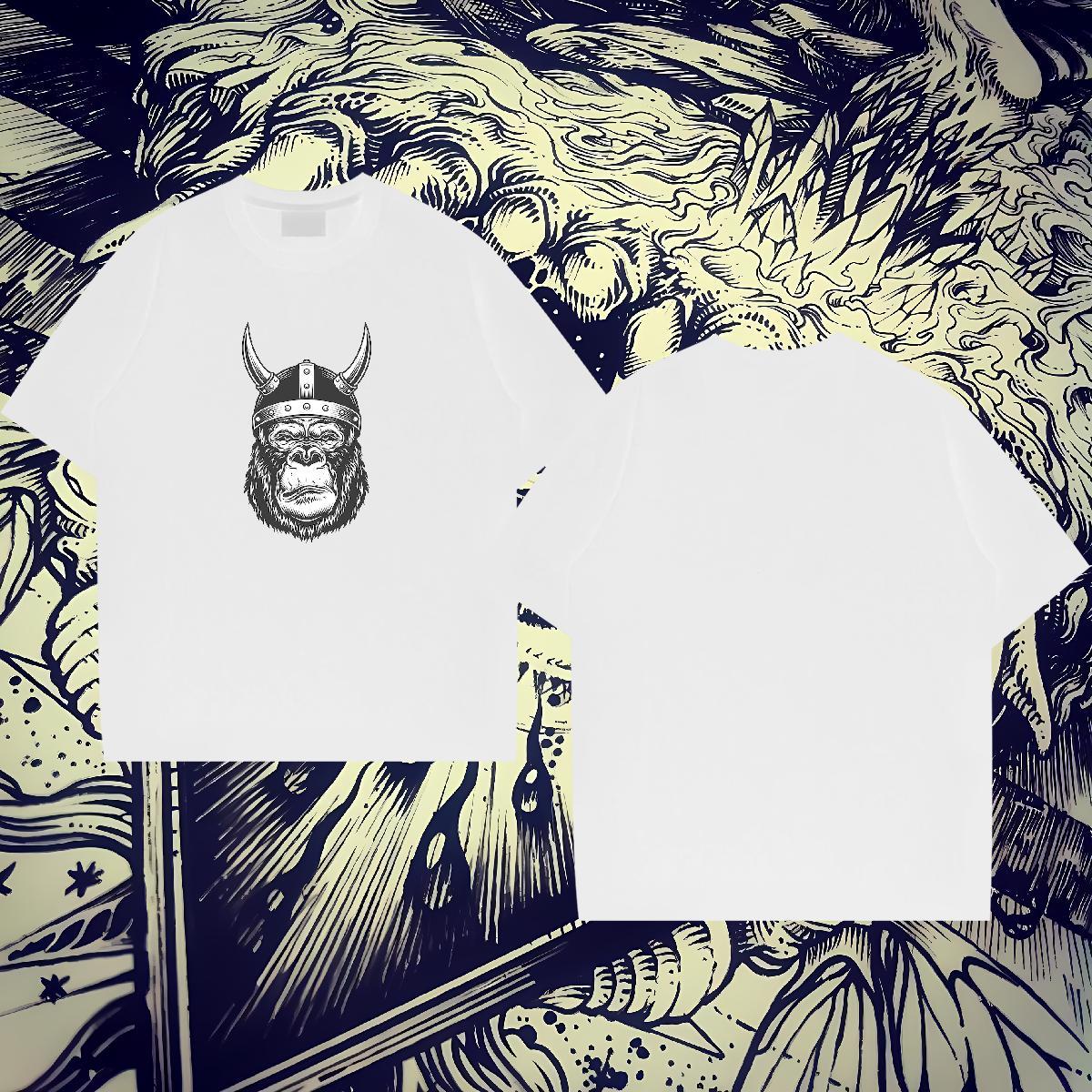 Wholesale Mens Tshirts 100% Cotton 230g Street Casual chimpanzee Custom Printing Short Sleeve Soft Fashion Design T-Shirts for Men Clothes