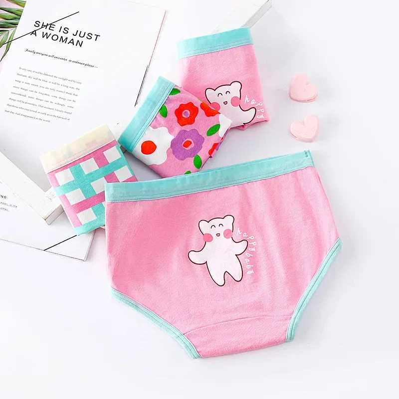 TECHOME 3Pcs/Lot Childrens Underwear Chirdren Underwear Cute Girls Underwear Flower Cute Pants Baby Cotton Underwear ColorW240715