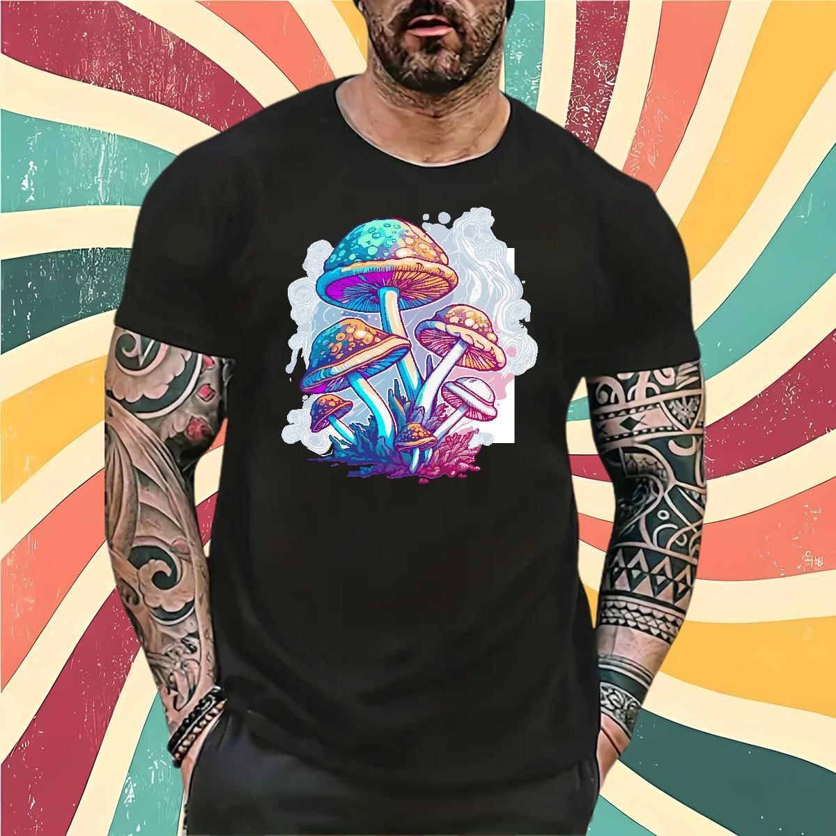 Stylist T-Shirts 230g Pure Cotton mushroom Beach Tees Shirts Crew Neck High Quality Men Tshirts Custom Cartoon