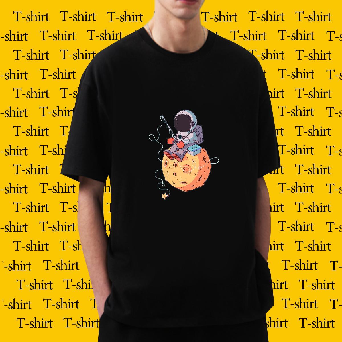 Free Shipping T-Shirts Top Tees 230g Pure Cotton Street Casual Loose Fit Cartoon Printing L-4XL Breathable Short Sleeve Tshirt for Man Woman