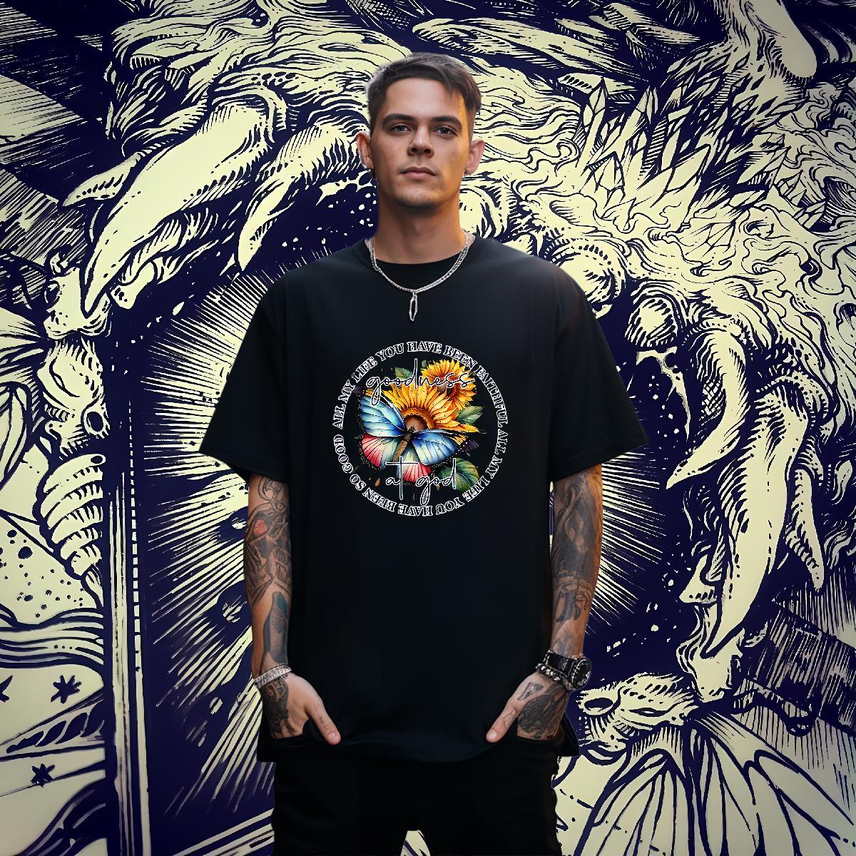 Wholesale Tshirts 100% Cotton 230g Anime Printing Street Butterfly Black White Breathable Customized Mens T Shirts Clothings