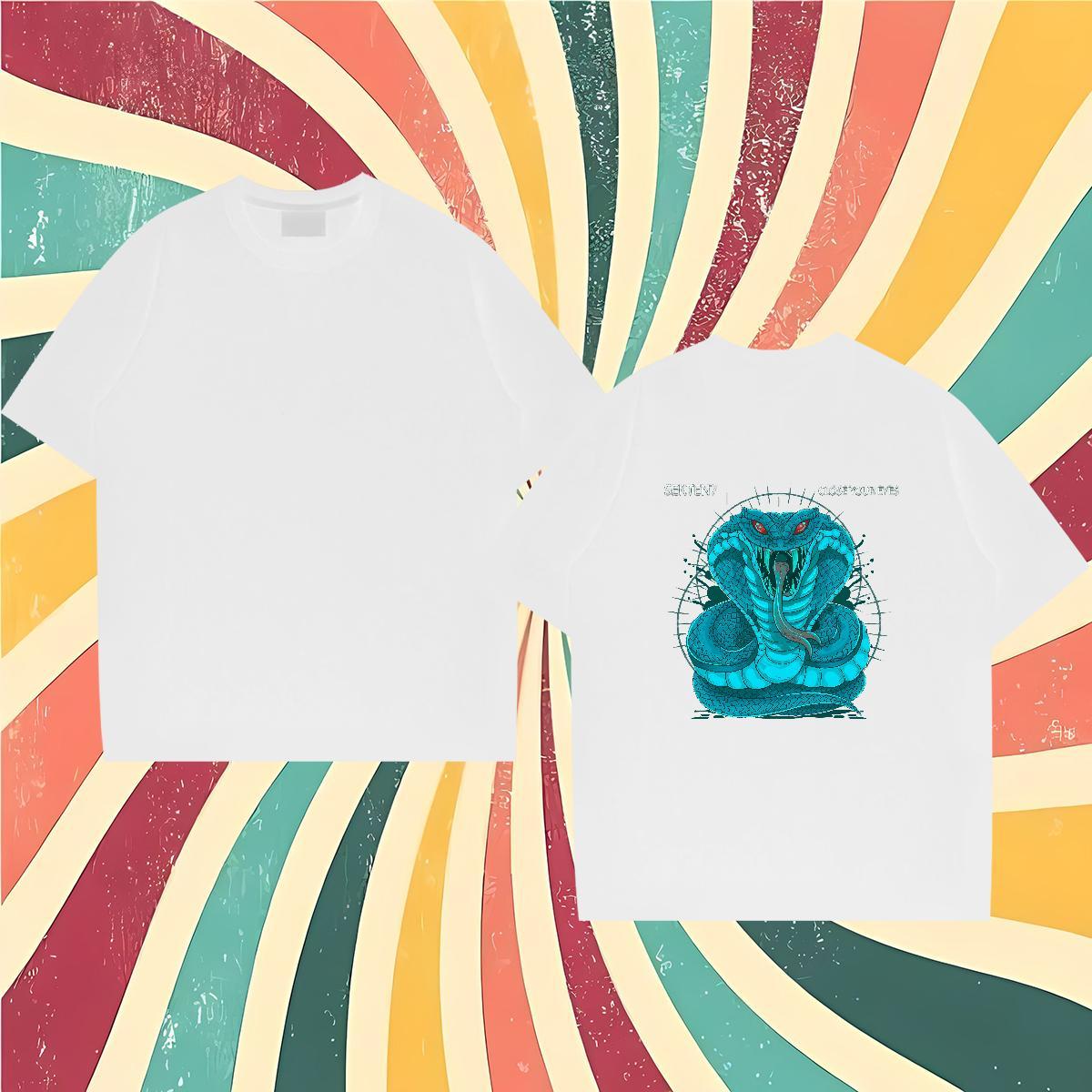 2024 Men T Shirts 230g Cotton snake Home Outdoor Tee Shirt Round Neck Short Sleeve TOP Quality Men Clothes T-Shirt DIY