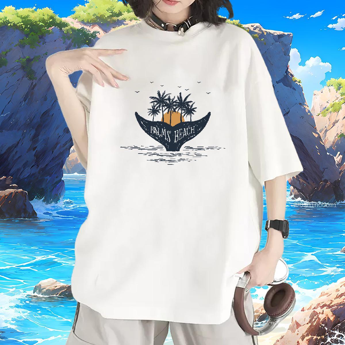 Wholesale T shirt Comfortable Lady T shirt Custom Cartoon sea Sport 100% Cotton 230g Stylist Wear