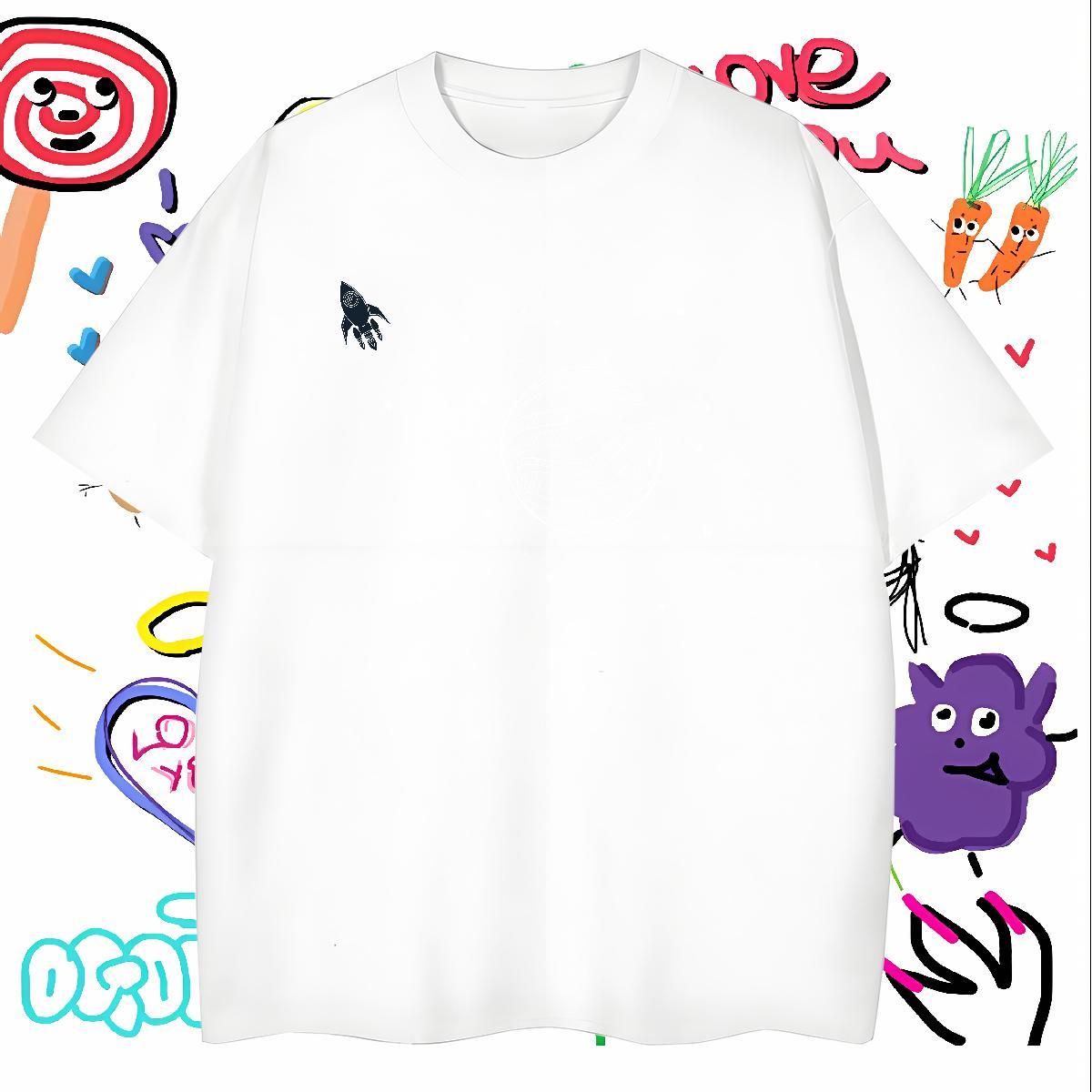 T Shirts Men 230g 100% Cotton spaceship Casual Short Sleeve Soft Custom Print Oversized Men Tshirts Classic Casual Loose Tops Shirt