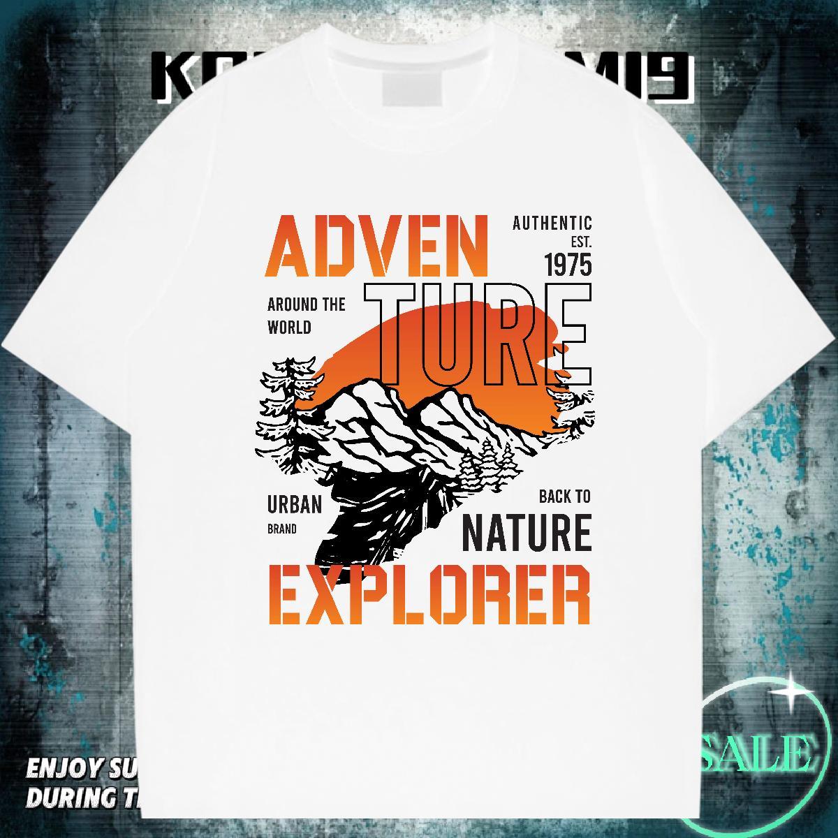 Loose Tshirts 230g Pure Cotton Sport mountains DIY Printed Crew Neck Breathable 2024 Designer T Shirt For Man Clothings