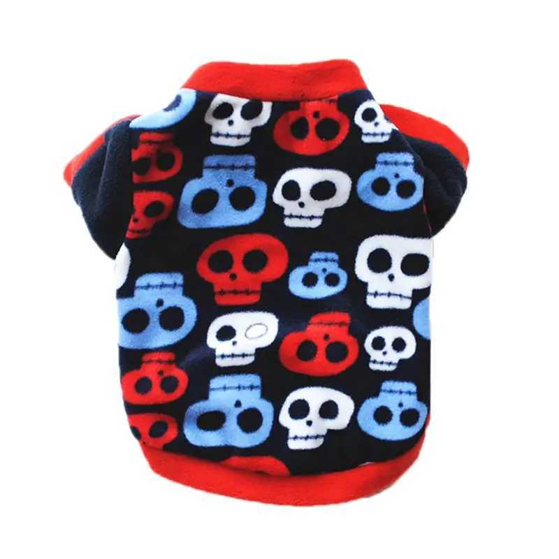 Autumn Winter Fleece Warm Clothes Coat Cute Skull Printed Puppy Dogs Shirt Jacket Yorkie Pullover Pet Dog Clothing Y240806 Free shipping