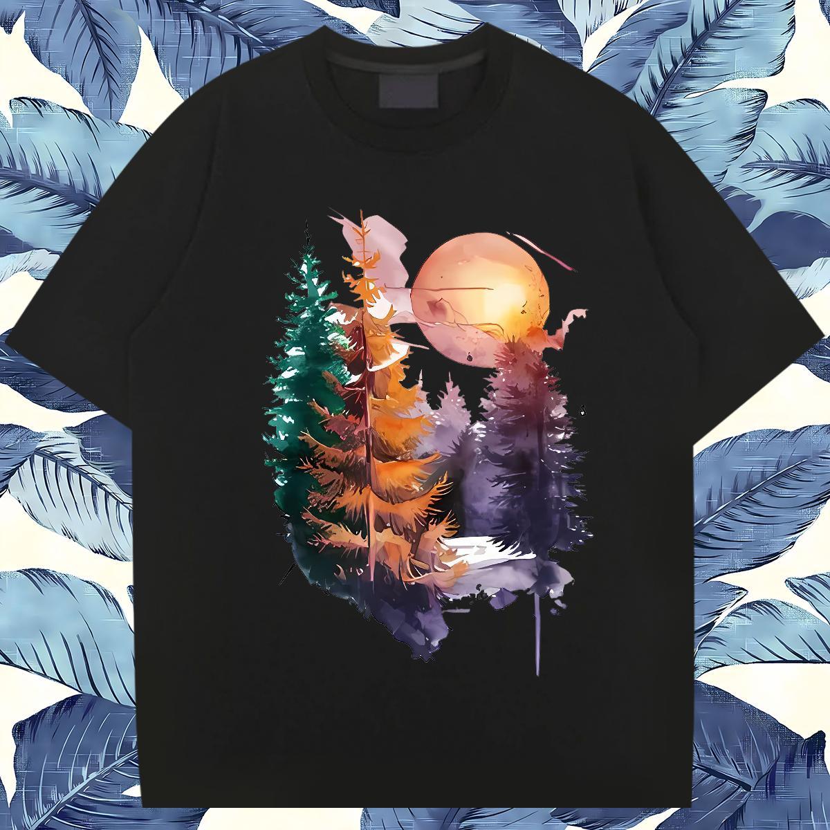 Fashion Men T Shirts 230g Cotton tree Hip Hop Tee Shirt Breathable Soft TOP Quality Couples T Shirts Black Oversized