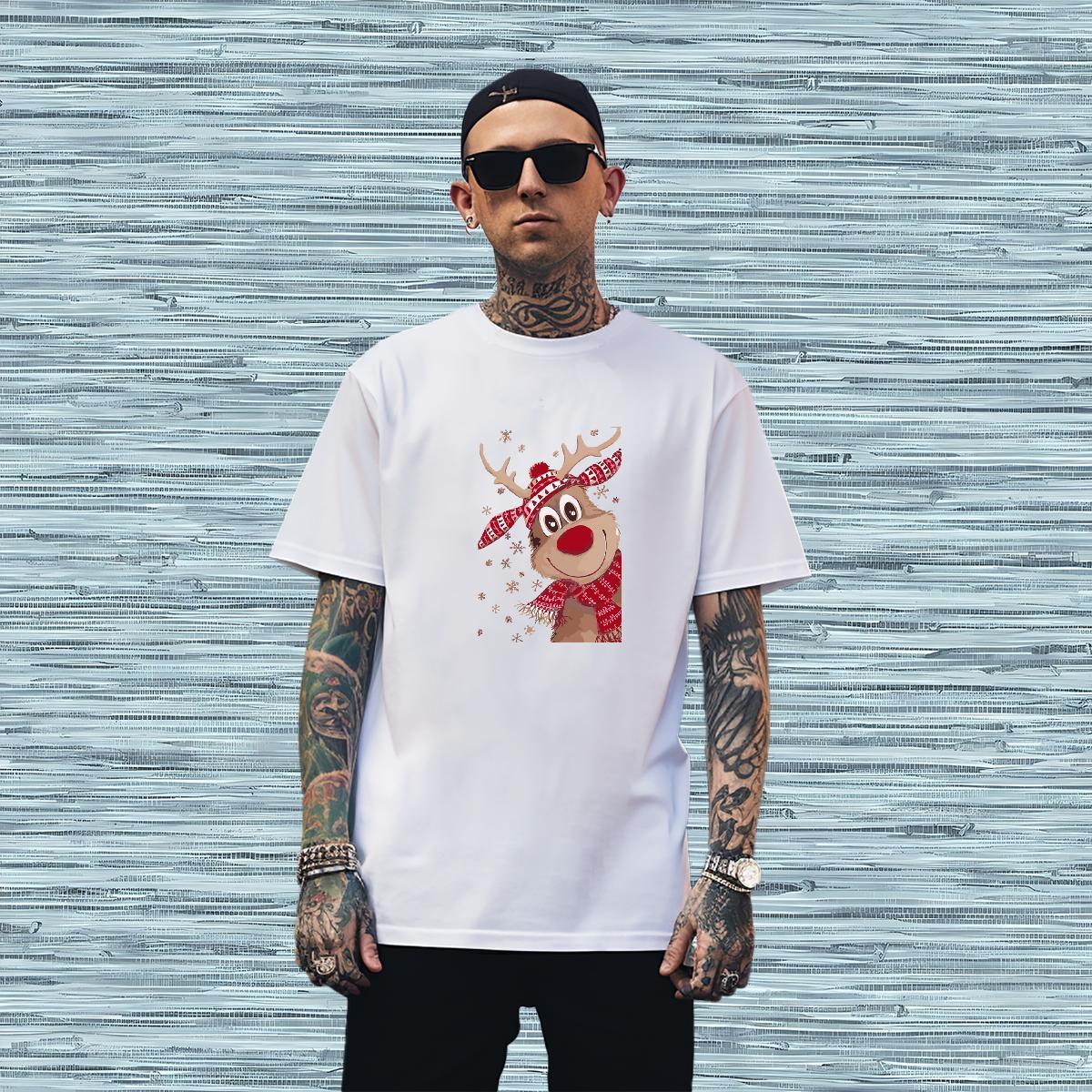 Man T Shirts 230g Cotton Christmas Street Breathable Anime Print Mens Tshirts Wholesale Classic Tees