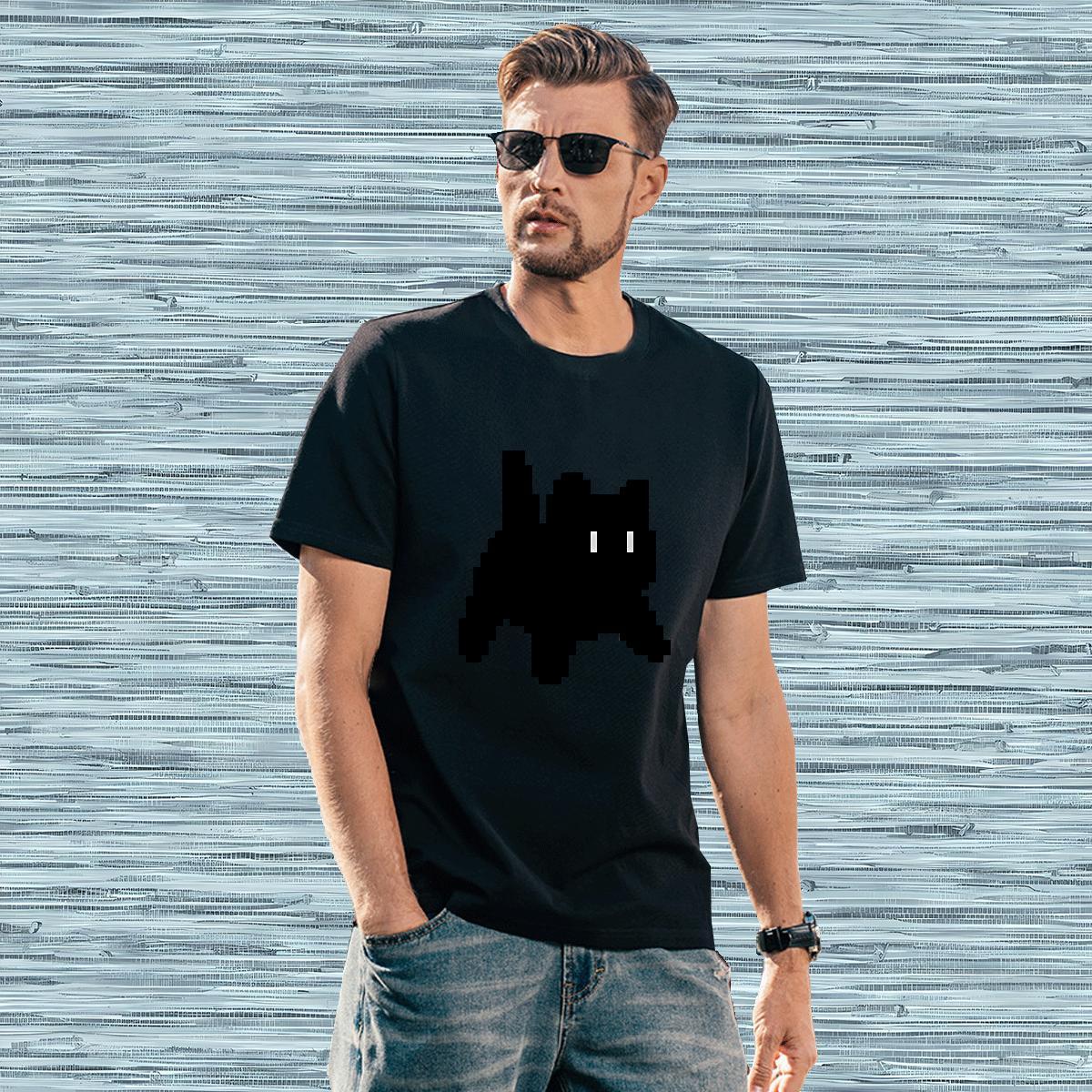 Brand Couples T Shirts 230g 100% Cotton cat T Shirt For Man Home Outdoor Breathable Short Sleeve Black Oversized DIY Tshirts