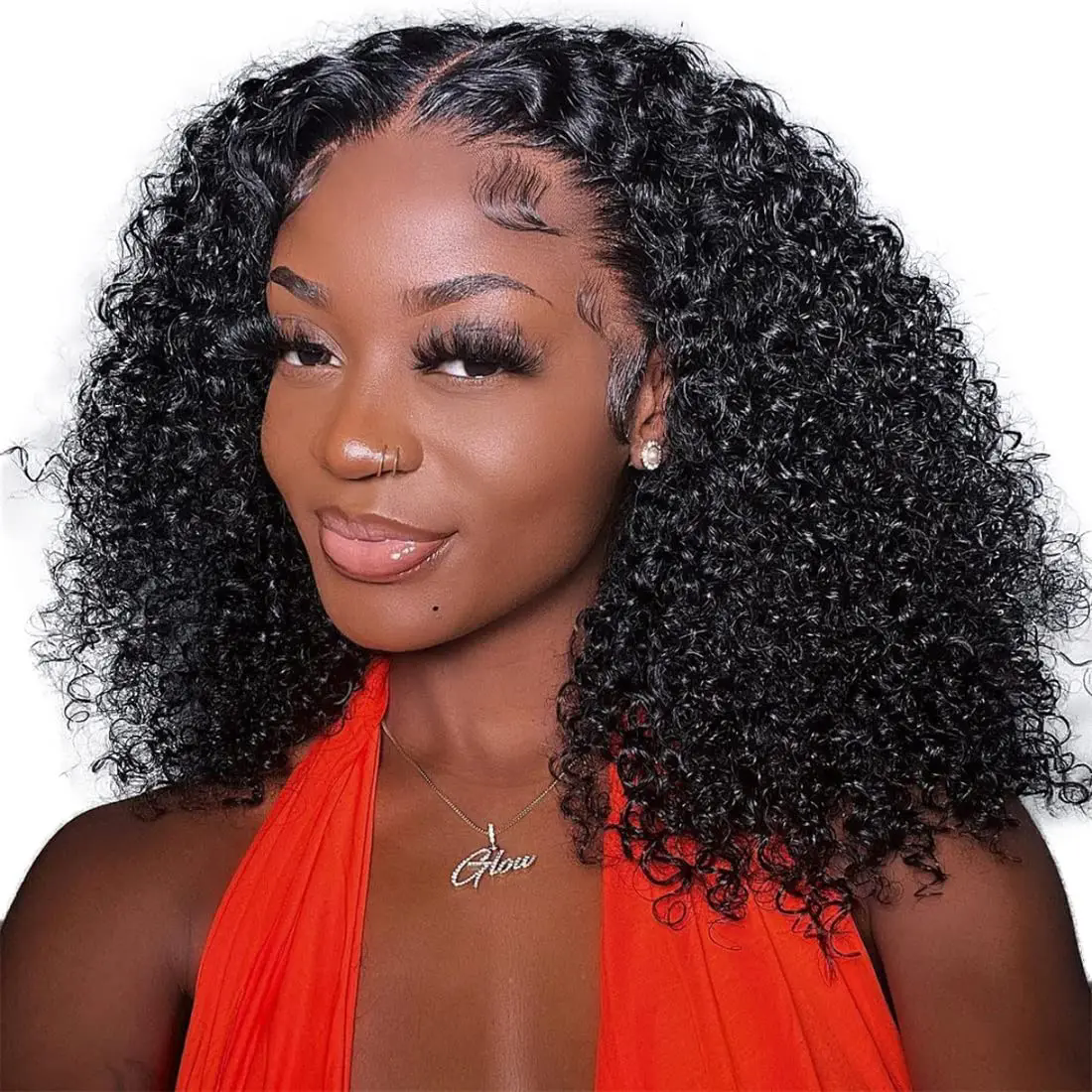 Kinky Curly Human Hair Wigs Pre Plucked Lace Frontal Wig Natural Color 100% Human Hair Jerry Curly Lace Front Wig