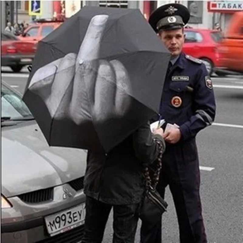 Middle Finger Folding Umbrella Windproof Strong Men Windproof Folding Personality Black Middle Finger Umbrellas Parasol WomenXJ240806