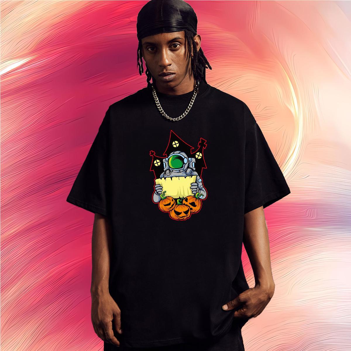 Men T Shirts 230g 100% Cotton universe Street Crew Neck Breathable Anime Print Couples T Shirts Classic Casual TOP Quality Tops Shirt