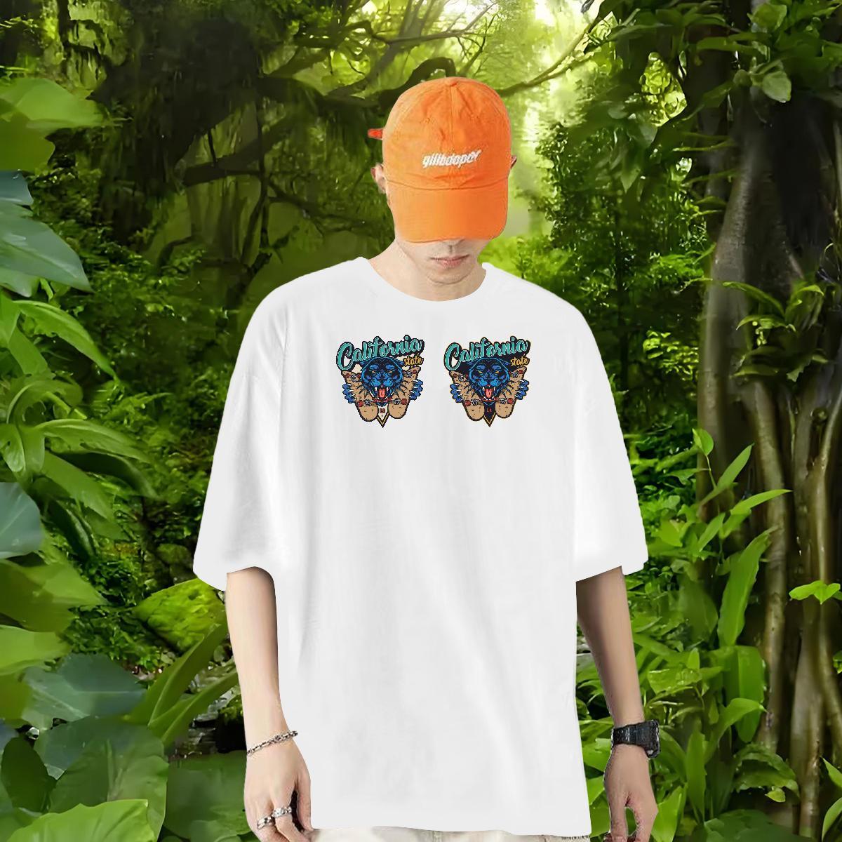 Stylist T-Shirts 230g Pure Cotton leopard High Street Hip Hop Tshirts O Neck Short Sleeves TOP Quality Mens Tshirts Custom Cartoon