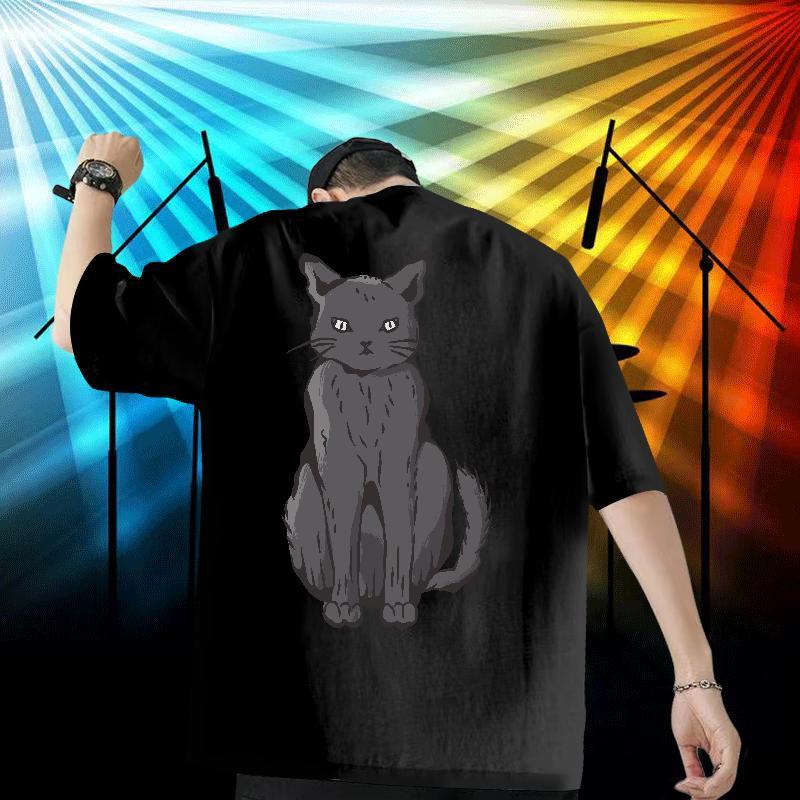 2024 Designer T Shirts Men 100% Cotton 230g cat Daily Outfit Top Tees Breathable Short Sleeve Wholesale Mens Tshirts Customized Print