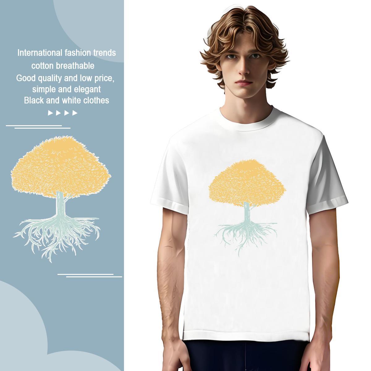 Mens T Shirts 230g 100% Cotton tree Anime Printing Street Breathable Crew Neck Custom Anime Men Tops Tees Classic Wholesale Clothes