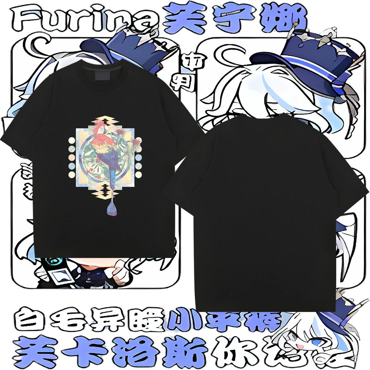 2024 Summer Mens T Shirts 230g Pure Cotton bird Anime Printing Street Tops Breathable Short Sleeve Classic Men Tops Tees Oversized 3XL 4XL