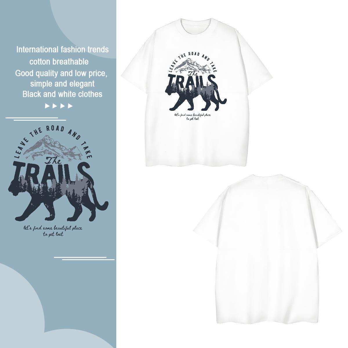 High Quality Men Tees 230g Cotton leopard T shirt Street Short Sleeve O-Neck Oversized 4XL 2024 New Tops Shirt