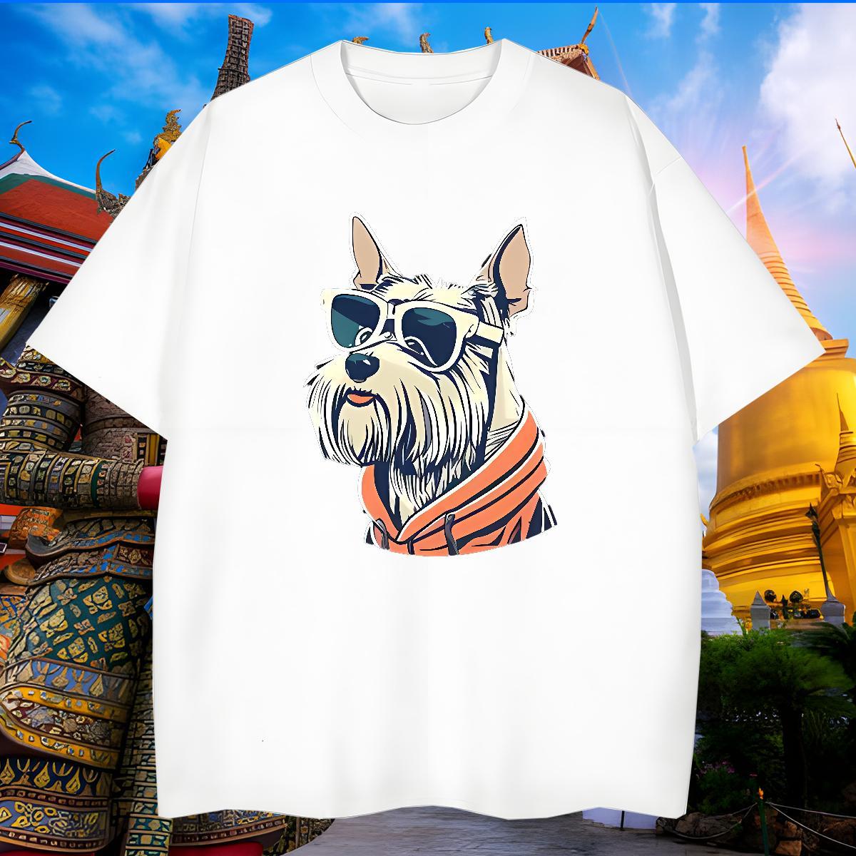 Wholesale Tshirts 230g Cotton dog T-Shirts for Men Hip Hop Street Crew Neck Breathable Custom Big Size Classic Tops