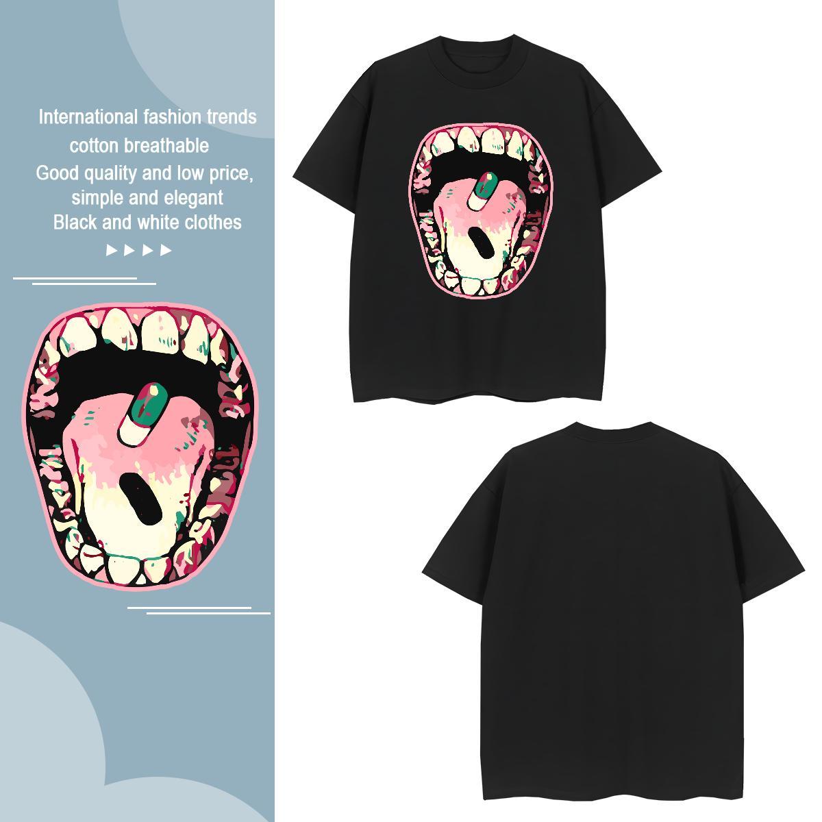 Man T Shirts 230g Cotton mouth Street Crew Neck Custom Printed Couples T Shirts Designer Fashion Cool Polos