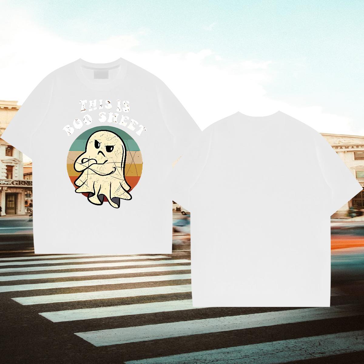 Fashion T-Shirts for Men 230g 100% Cotton halloween Daily Outfit Top Tees O-Neck Short Sleeve Wholesale Couples T Shirts Custom Print Oversized