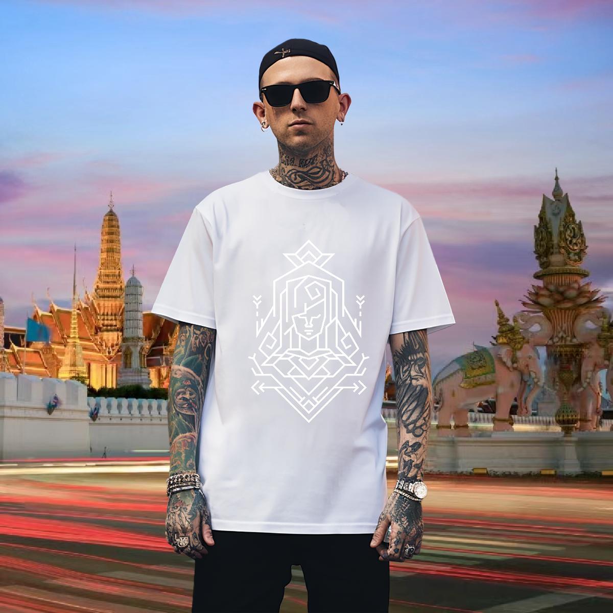 T Shirts Men 230g Cotton handpainted Daily Wear Breathable Short Sleeve White Plus Size Men Clothes T-Shirt Fashion Designer Brand Tops Tees