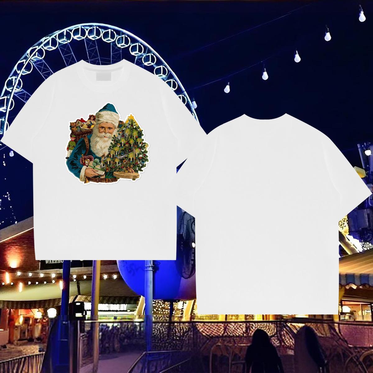 2024 DIY Man T Shirts 100% Cotton 230g Casual Daily Wear Tees Crew Neck Breathable Popular Men Tshirts Floral Print