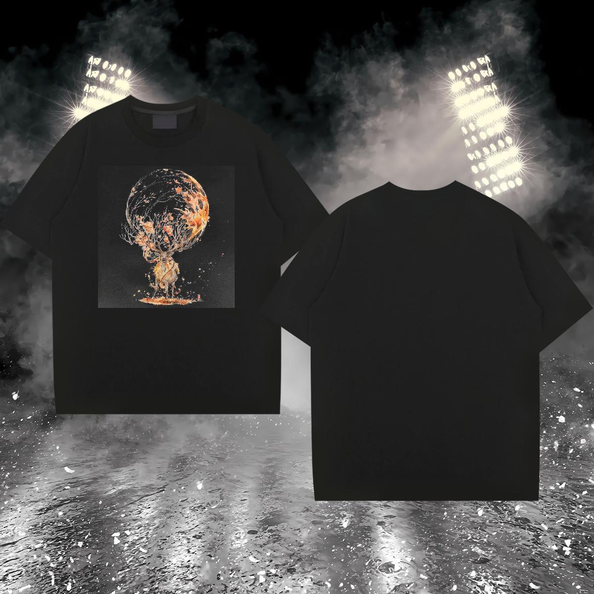 Soft Tshirt for Man Woman 230g Pure Cotton Deer T shirt Home Outdoor Short Sleeve O-Neck Skull Classic Clothes