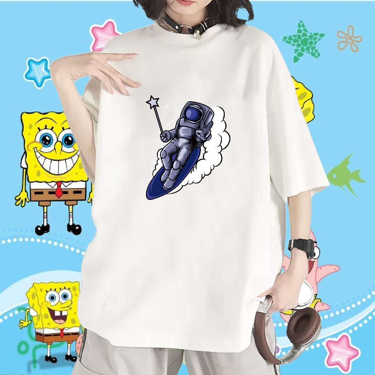 Soft Woman Tshirt 230g 100% Cotton universe Street Casual T-Shirts O Neck Short Sleeves DIY Printed Clothes Shirt