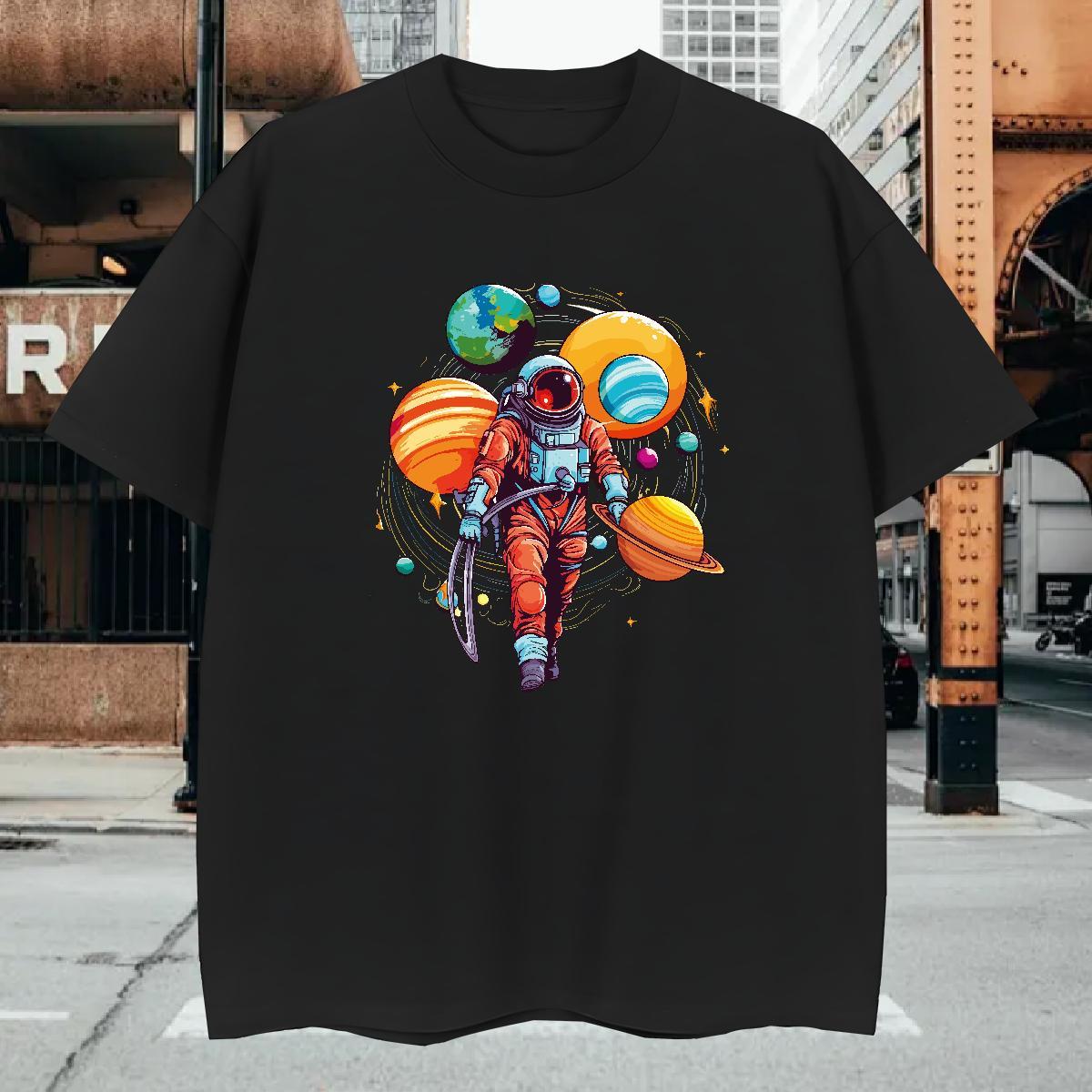 Man T Shirts 100% Cotton 230g cosmonaut Hip Hop Breathable Crew Neck Custom Printed Tshirts Classic Popular Clothes