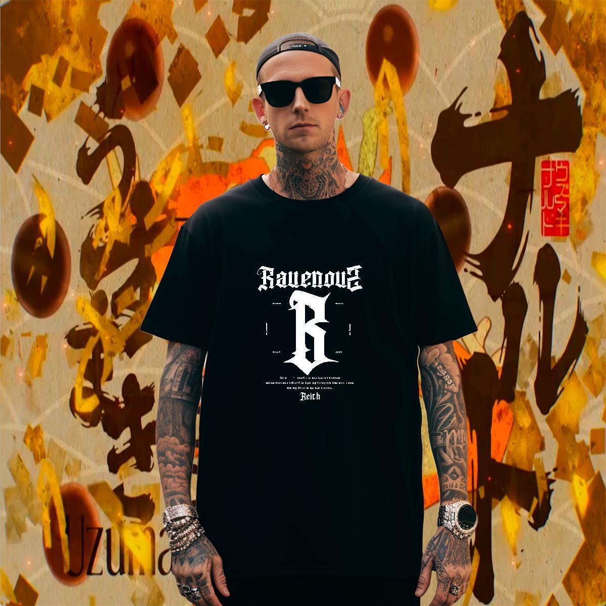 Cool Design Men Clothes T-Shirt 100% Cotton 230g Sport letter Cartoon Print Short Sleeve Soft Fashion Design Men T Shirts Wear