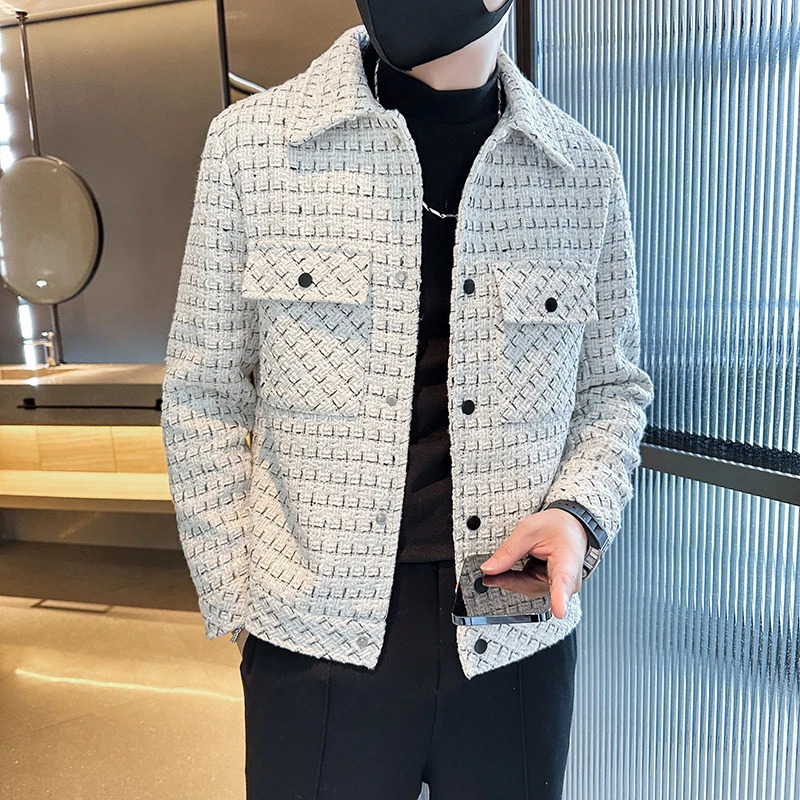 Plain weave jacket lapel slim fit casual mens jacket fashionable slim fit mens jacket spring mens jacket Jaqueta Motoqueiro 3XL-M240806