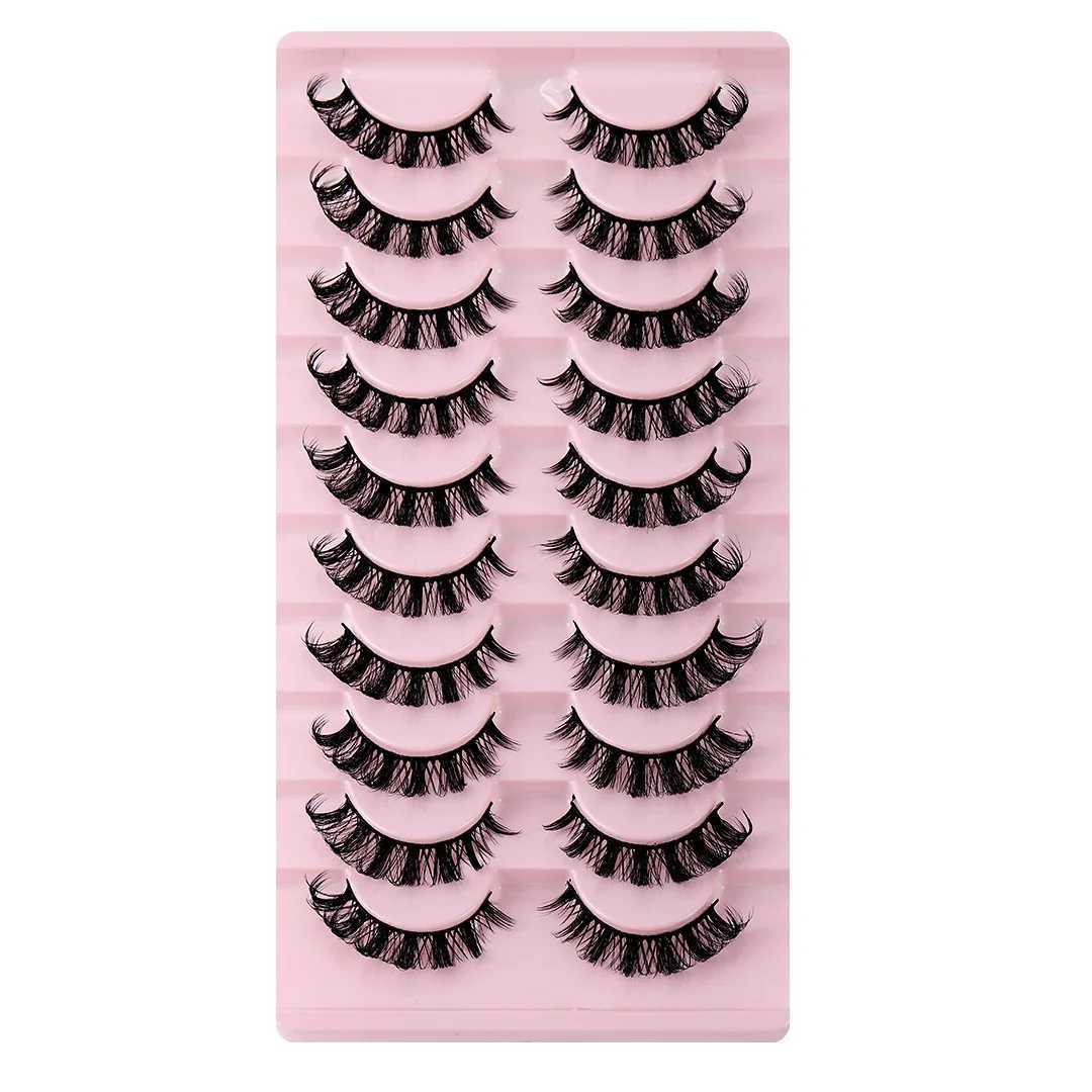 10 pairs of Russian striped eyelashes D-curled artificial mink eyelashes natural appearance fluffy volume Wispy Russian eyelashes 3D effect fake eyela