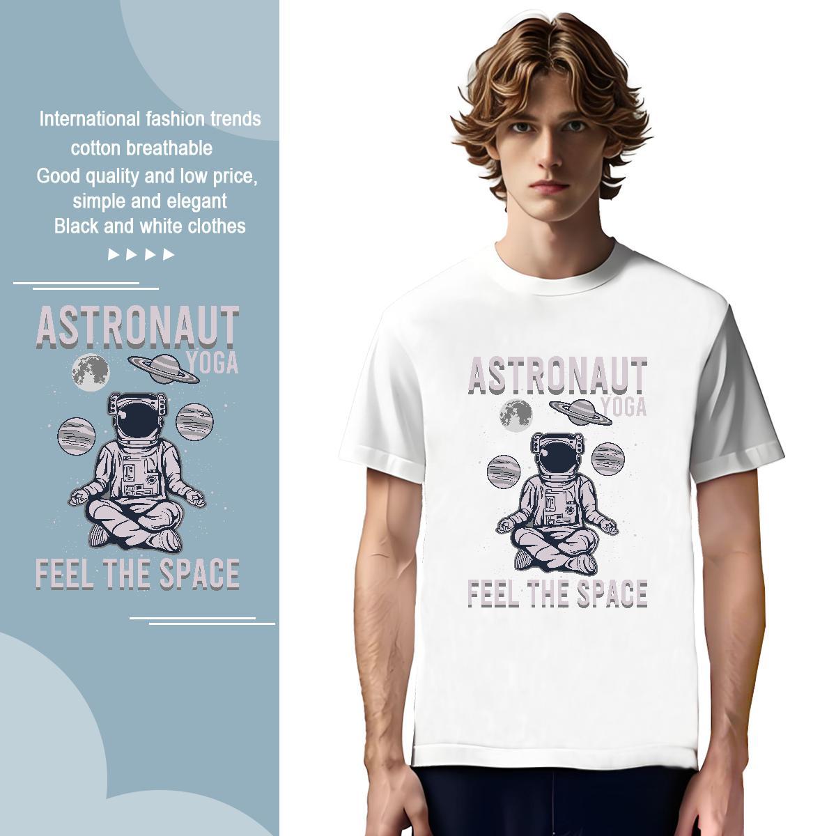 T-Shirts for Men 230g Pure Cotton cosmonaut Street wear Hip Hop O Neck Short Sleeves Custom Printing Mens Tshirts New Free Shipping Tops Shirt