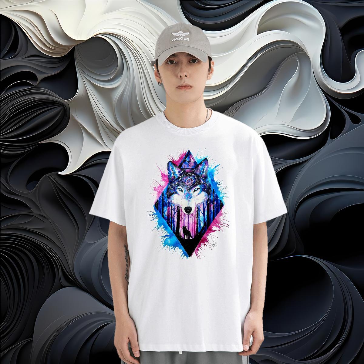 T Shirt For Man 230g 100% Cotton wolf Sport O Neck Short Sleeves Custom Print Oversized Men Tshirts Designer Loose Fit Clothings