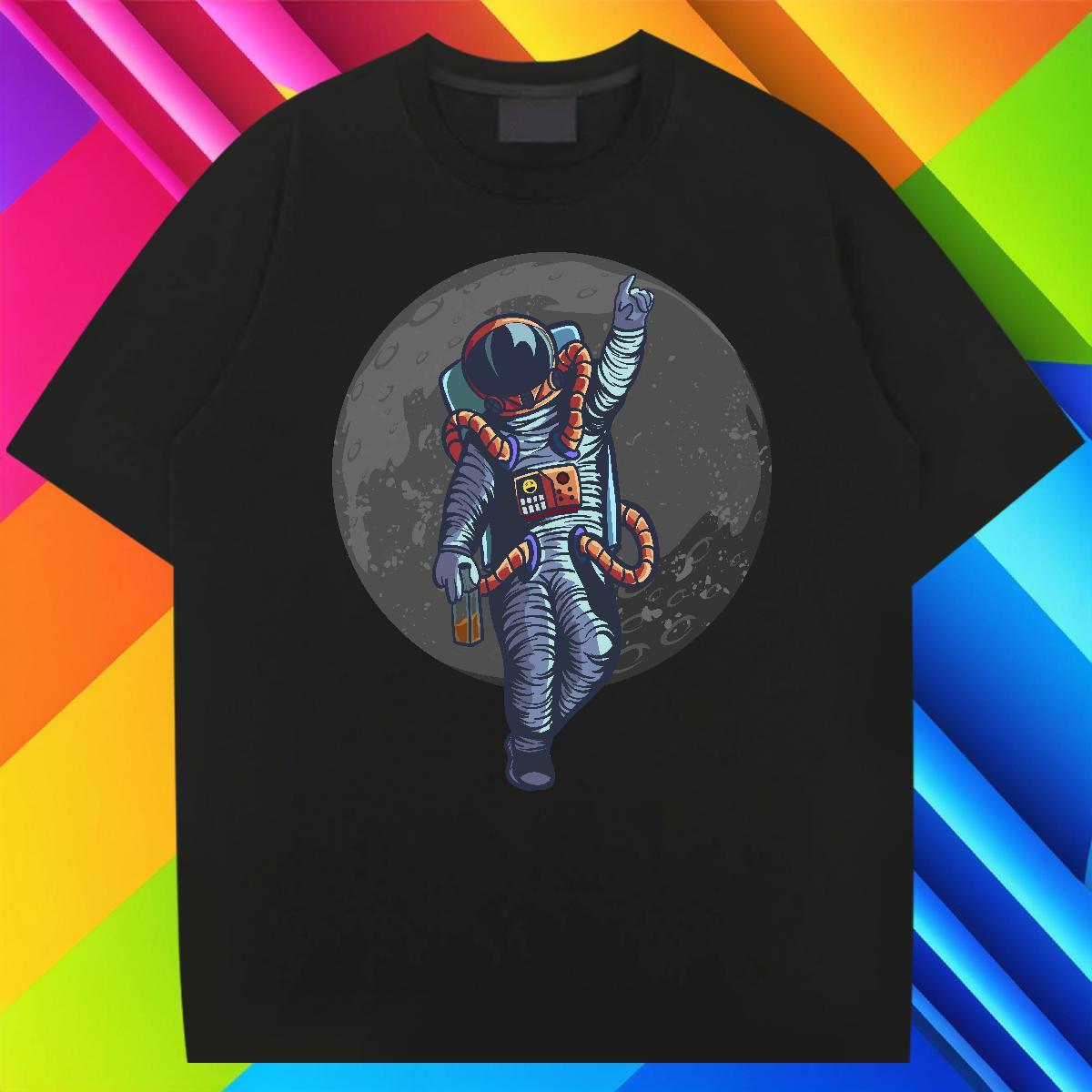 T shirt 230g Pure Cotton cosmonaut Home Outdoor Breathable Short Sleeve Cartoon Print Couples T Shirts Fashion Design High Quality Tees Shirts