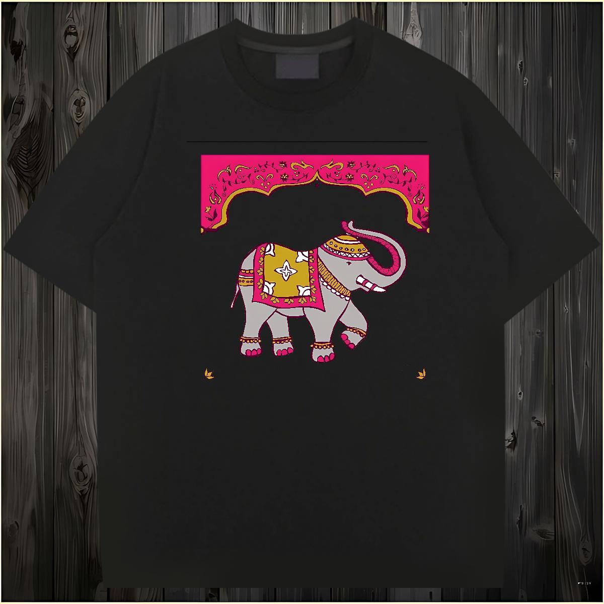 Designer Mens T Shirts 230g Pure Cotton Elephant Outdoor Tee Shirt O-Neck Short Sleeve Loose Fit Tshirts DIY