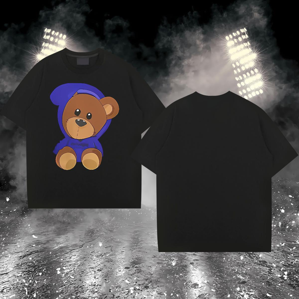 T-Shirts for Men 230g Cotton bear Sport Short Sleeve O-Neck Custom Big Size Men Tees 2024 DIY Wholesale Wear