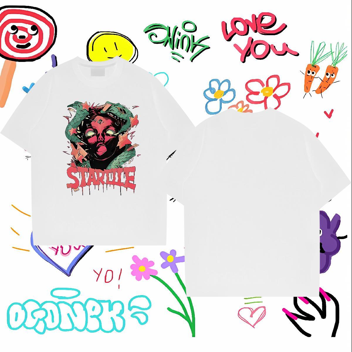 Free Shipping T Shirts Men 230g Cotton snake Street Wear Clothes Breathable Loose Tshirts Custom Print Plus Size